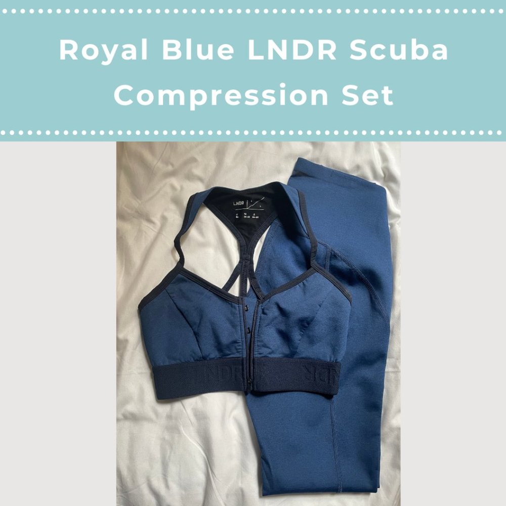 Royal Blue LNDR Scuba Compression Sports Bra and Legging Set - Small